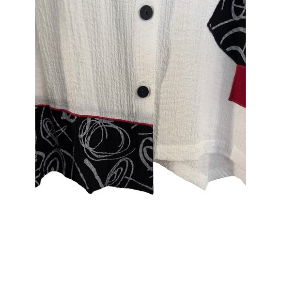 Ali Miles Tunic Top Womens XL Patches Rayon 3/4 Sleeve Art To Wear Artsy NEW - Picture 4 of 8